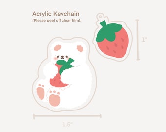 Strawberry Baby Marshmallow the Polar Bear Acrylic Keychain