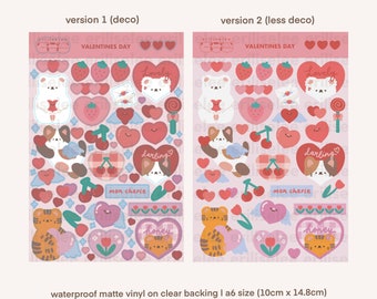 Valentines Day 2 Vers Vinyl Sticker Sheet - Waterproof/Weatherproof