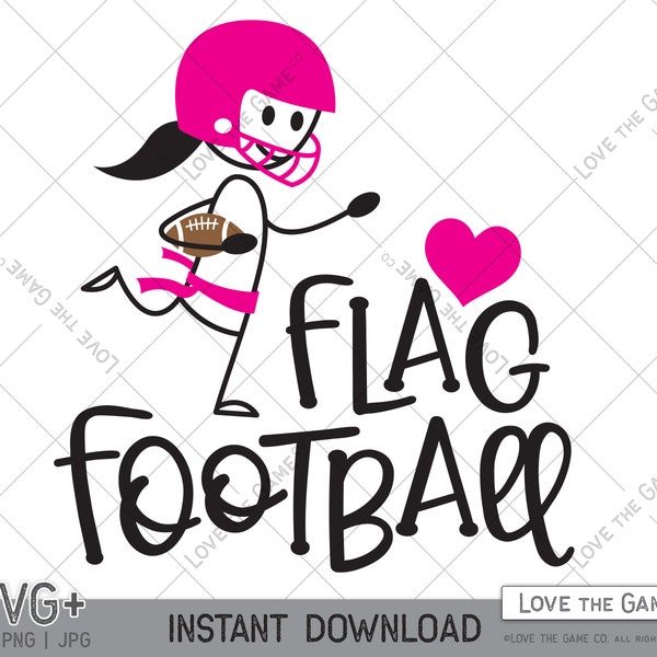 Cute Flag Football Girl Stick Figure SVG