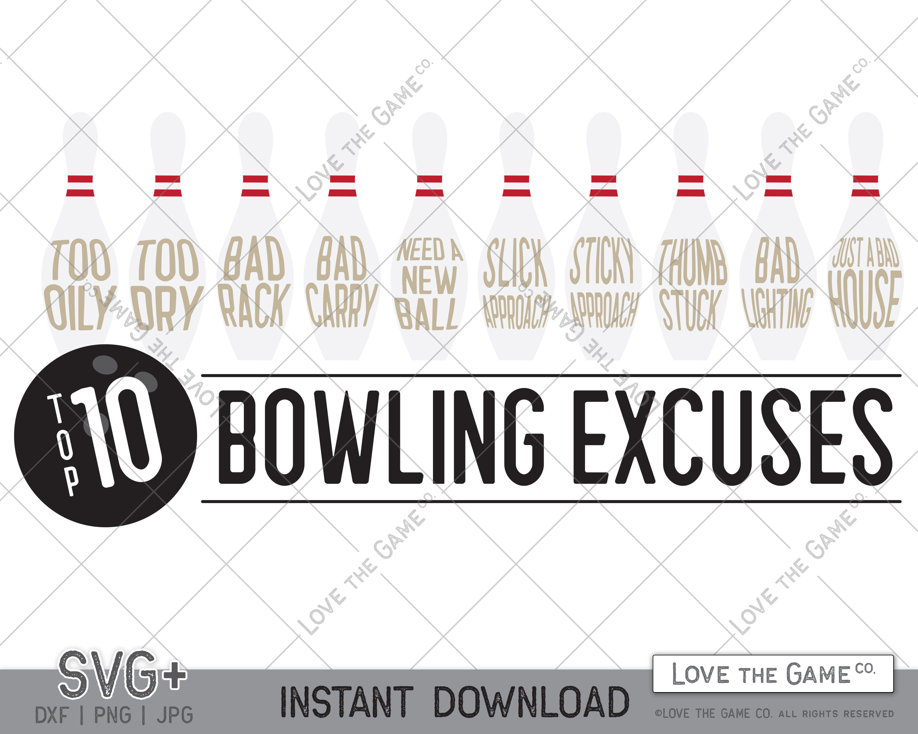 Buy Top 10 Bowling Excuses Funny SVG Online in India Etsy