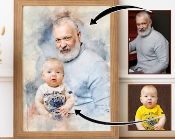 Christmas Gift  Custom watercolor gift  Add deceased to photo  Deceased loved one   Add Person to Photo  Combine Photos  mothers day gift