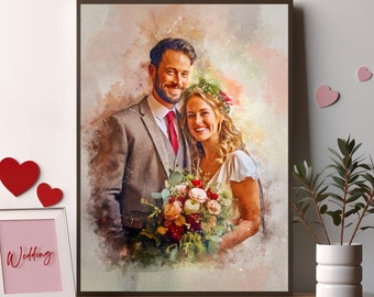 Watercolor Portrait from Photo Custom Wedding Gift For Couples Watercolor Painting from Photo Valentines Day Gift Loved One Wedding Portrait