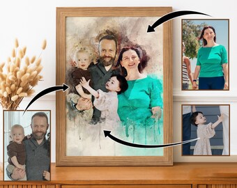 Benutzerdefinierte Aquarell Geschenk - Verstorbenen zum Foto hinzufügen - Verstorbene geliebte Geschenk - Person zum Foto hinzufügen - Fotos kombinieren - Weihnachtsgeschenk für Dad Mom