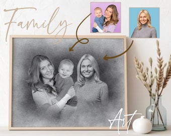 Add Deceased Loved One To Picture, Add Person To Photo, Combine Photos, Custom memorial gift, Gift for Dad Mom, Merge Pictures to portrait