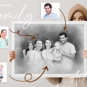Christmas gift, Add person to photo, add deceased loved one to picture, photo editing, merge black white family photo, portrait from photo