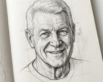 Boceto a lápiz personalizado a partir de una foto, retrato en blanco y negro, regalo para el Día de la Madre, regalo de condolencias conmemorativo, obra de arte para guardar como recuerdo.