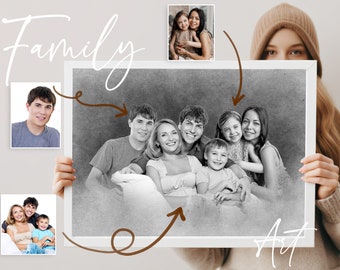Fusión realista de diferentes fotos, Agregar un ser querido fallecido a la foto, Agregar a alguien a la foto, Retrato familiar a partir de fotos, Retrato conmemorativo