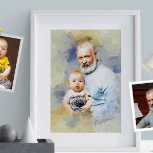Custom Watercolor Family Portrait From Merging Multiple Photos, Personalized Gifts, Loss of Loved Ones Deceased Portrait, Christmas Gifts