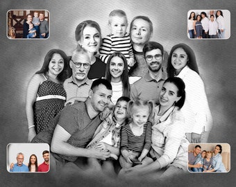 Combine fotos en un dibujo - Agregue una persona a la foto - Agregue un ser querido fallecido a la foto - Retrato familiar de diferentes fotos - Agregue a alguien