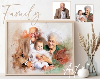 Fusión realista de diferentes fotos, Agregar un ser querido fallecido a la foto, Agregar a alguien a la foto, Retrato familiar a partir de fotos, Retrato conmemorativo