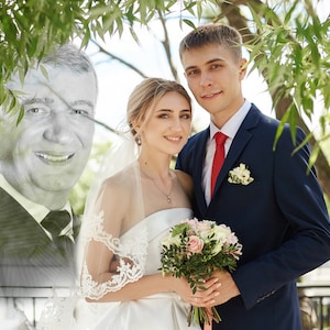 Custom pictures with deceased loved ones, Add deceased dad to wedding picture, Memorial portrait Gift, photo to portrait