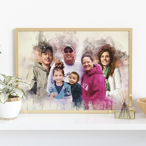 Watercolor Family Portrait From Merging Multiple Photos, Anniversary Gift for Parents , Loss of Loved Ones, Mothers Day Gifts 2022