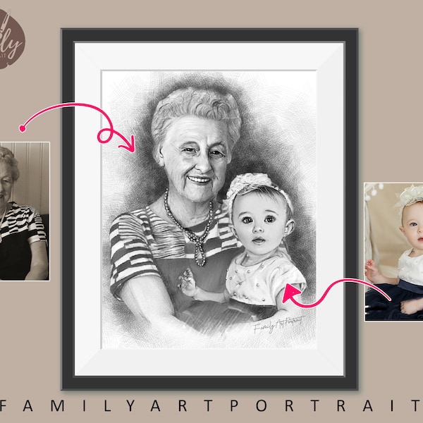 Custom picture drawing gift  Add deceased to photo  Deceased loved one   Add Person to Photo  Combine Photos  mothers day gift memorial gift