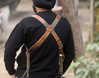 Correa y arnés de cuero hechos a mano para cámara doble: Correa para DSLR/sin espejo