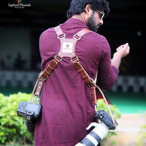 Camera Harness with Personalized Logo, dual camera harness, camera strap