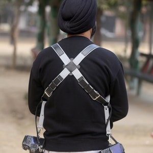 Commando, Leather dual Camera Harness and Multi camera Strap