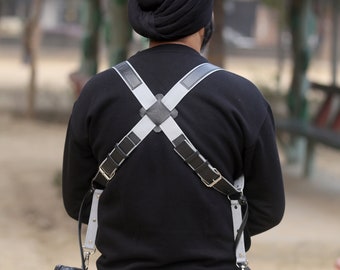 Correa y arnés dobles de cuero para cámara: Regalo artesanal para fotógrafos