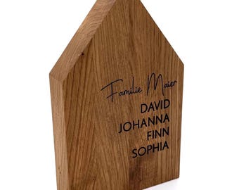 Personalized key rack, magnetic key holder, oak wood with engraving