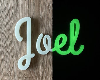 Name plate for children's room, luminescent, personalized