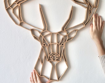 Deer wall decoration XXL, solid wood