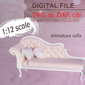 Miniatur svg Dateien, digitale Datei 1:12 Miniatur Sofa, Puppenhaus Möbel Schneidedatei