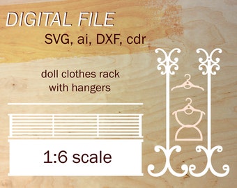 Dollhouse furniture svg, Doll furniture SVG, Digital doll rack, Miniature file for cut