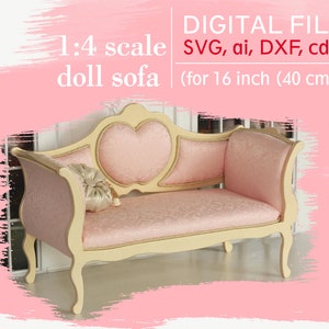 doll furniture svg, svg file 1:4 scale, msd doll sofa