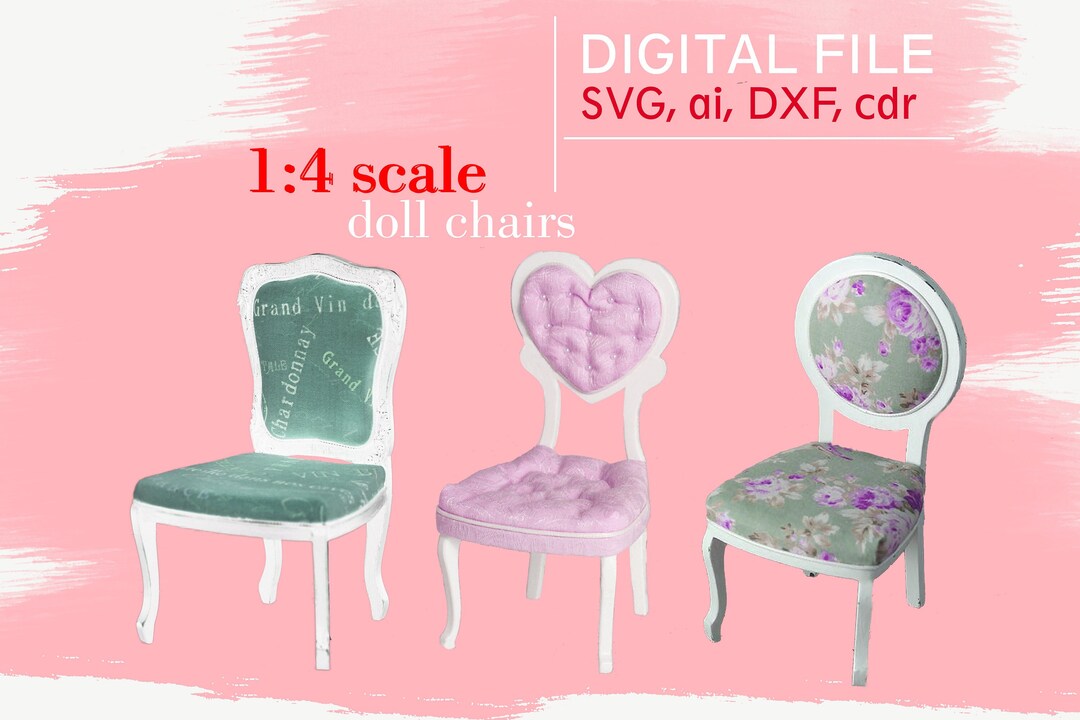 1/4 Scale Doll Furniture, Digital Doll Chair, SVG Doll Chair, SVG Doll