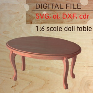 svg doll furniture, dollhouse table svg, 1:6 scale svg file