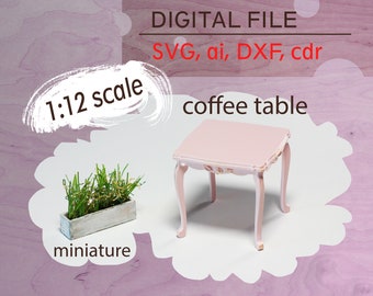 dollhouse furniture svg, 1:12 scale miniature svg, miniature table svg, digital miniature, diy miniature furniture