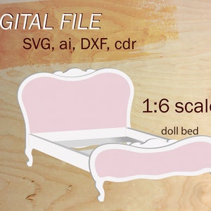 svg 1/6 scale furniture, digital doll bed, svg doll furniture, 1:6 miniature digital, digital diy kit for dolls, svg files pattern