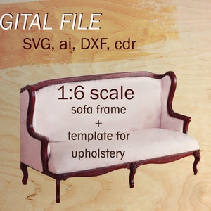 1: 6 Puppenmöbel, digitale Puppenmöbel, diy Puppenmöbel, 1/6 Puppenmöbel, diy Puppensofa, svg Datei Miniatur