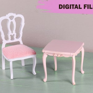 Dollhouse svg chair Dollhouse furniture 1:12 for laser cut Pattern for miniature furniture SVG miniature table PDF doll house chair
