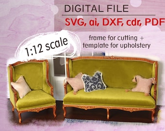 Dollhouse furniture svg, 1:12 scale svg, miniature svg, svg miniature furniture, dollhouse furniture 1/12, laser cut doll furniture