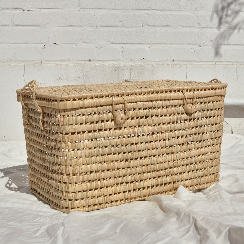 Wicker Storage Trunk Palm Leaf Storage Chest Toys Storage Etsy