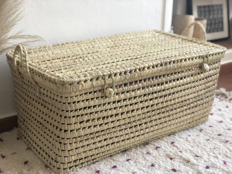 Wicker Storage Trunk Palm Leaf Storage Chest Toys Storage Etsy