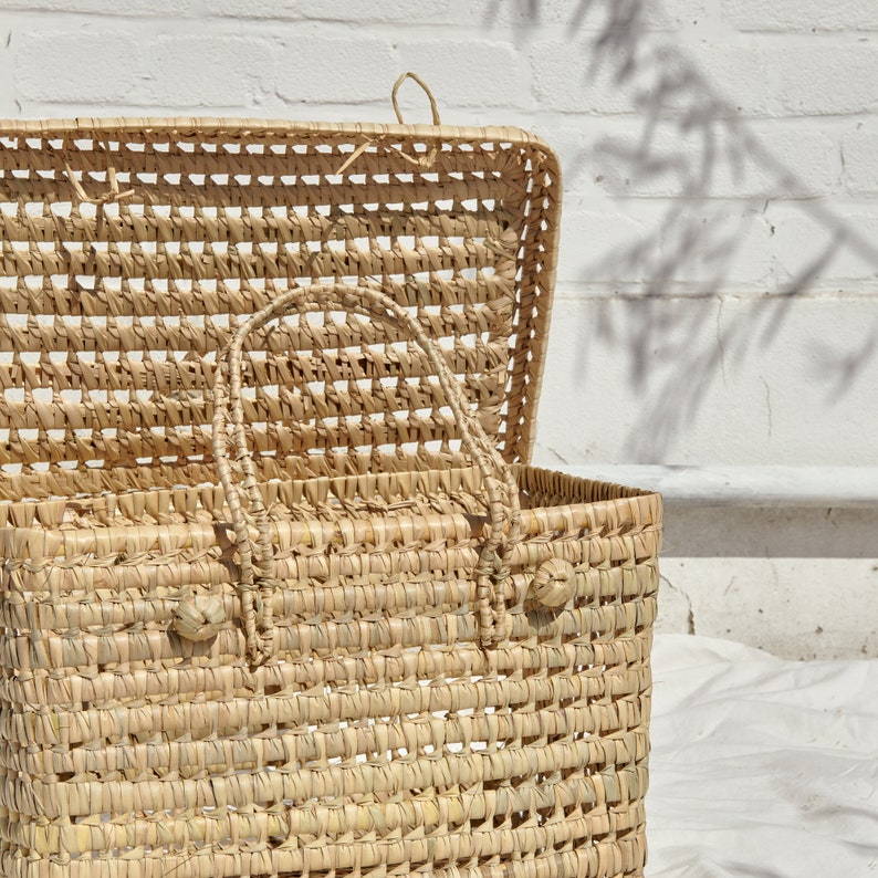 Wicker Storage Trunk Palm Leaf Storage Chest Toys Storage Etsy