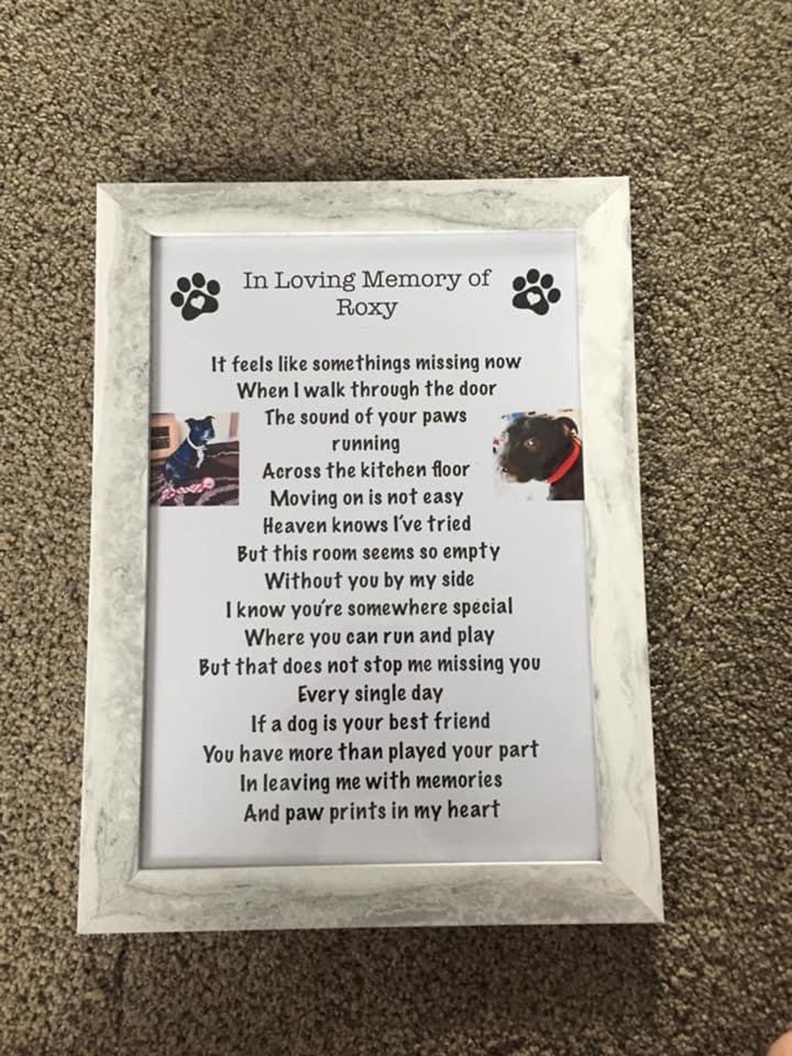Personalised dog memorial poem frame Etsy