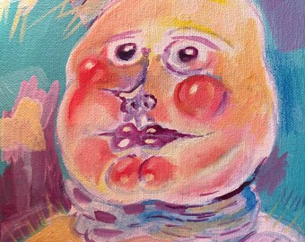 Peinture à l'huile originale-art mural, oeuvre originale lunatique, 10 x 14, impression colorée pas originale