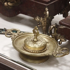 Antique French Bronze Inkwell • Ornate Desk Accessory • Vintage Ink Pot • 19th Century Office Decor • Collectible Inkwell