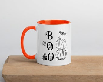 Taza de calabaza de Halloween con color en el interior, divertida taza de Halloween para profesores, regalo para profesores, taza de café de otoño, taza para profesores