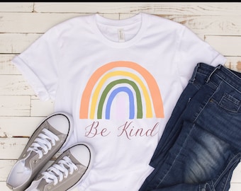 Be Kind Shirt, Inspirierendes Shirt, Be Kind, Kind Rainbow T-Shirt, Motivierendes T-Shirt, Liebe Shirt, Lehrer Shirt, Freundlichkeit Shirt, Niedlich Regenbogen Shirt