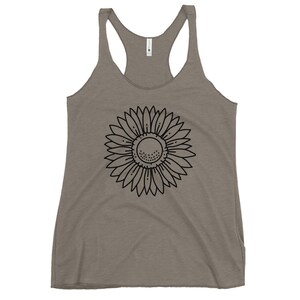 Sunflower Women&#39;s Racerback Tank, Floral Tank, Flower Tank Top, Gift for Her