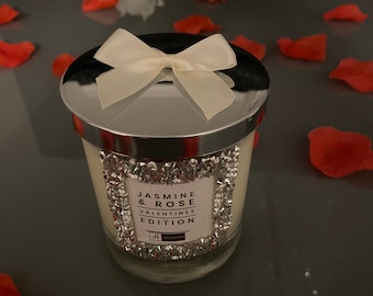 San Valentín vela de cristal jazmín & rosa