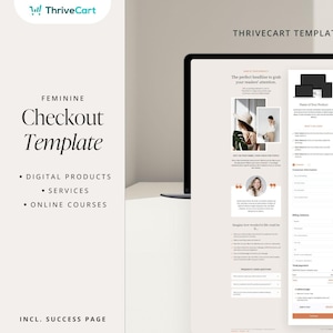 ThriveCart チェックアウト テンプレート |編集可能なコーチとデジタル製品ページのテンプレート