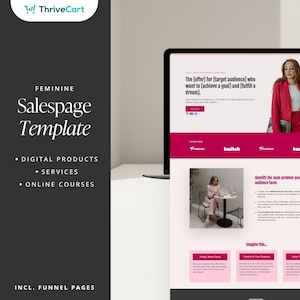 Plantilla de página de ventas de ThriveCart | Plantilla de embudo de ventas de cursos | Plantilla editable de página de destino para coaches y cursos