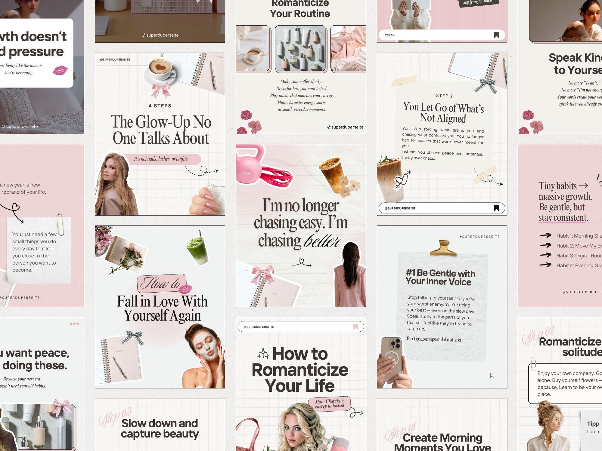 Instagram Carousel Templates for Canva | 10 Aesthetic Carousel Designs ...