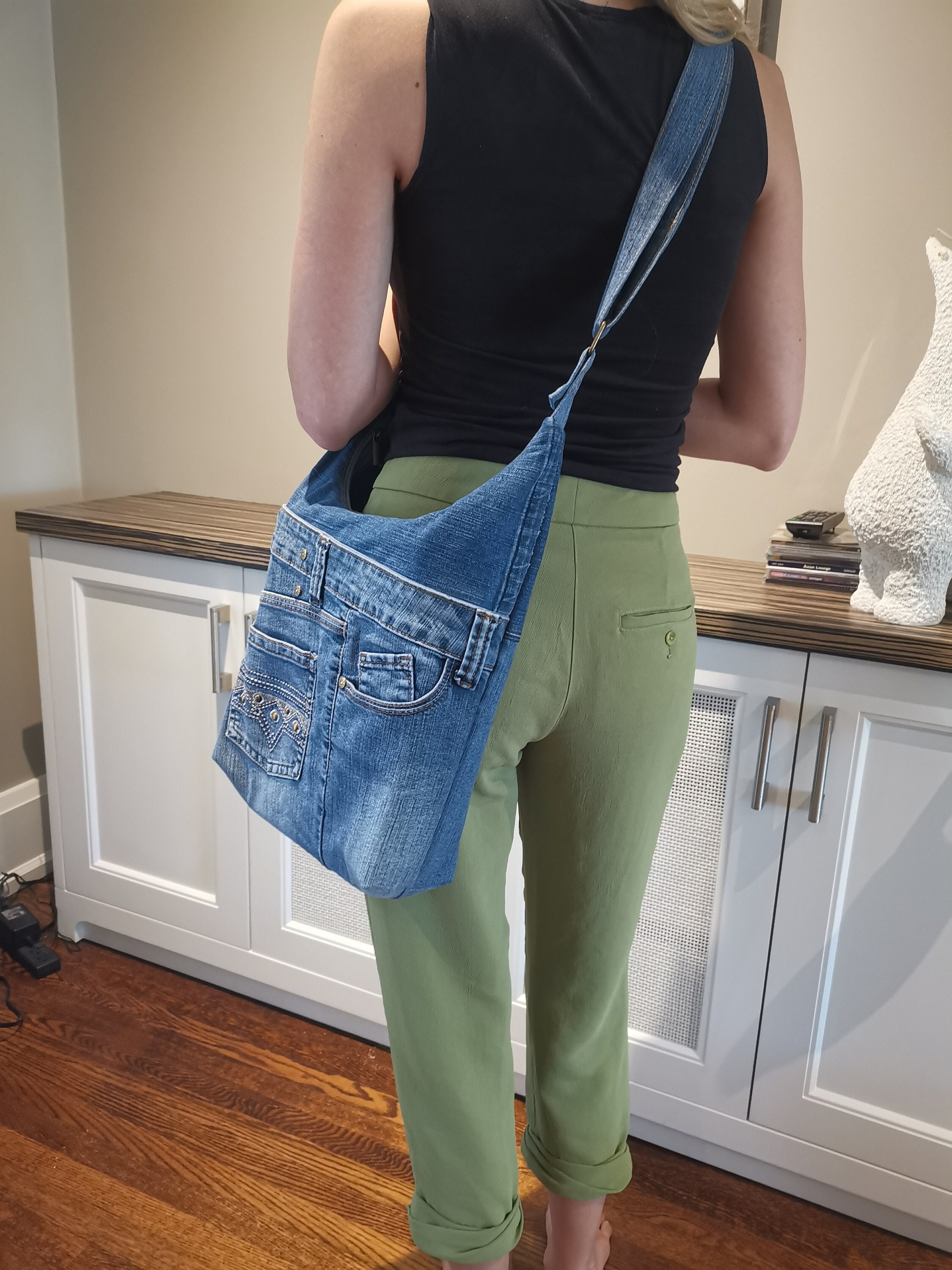 Upcycled Hobo Denim Bag, Recycled Jeans Bag, Relaxed Jeans