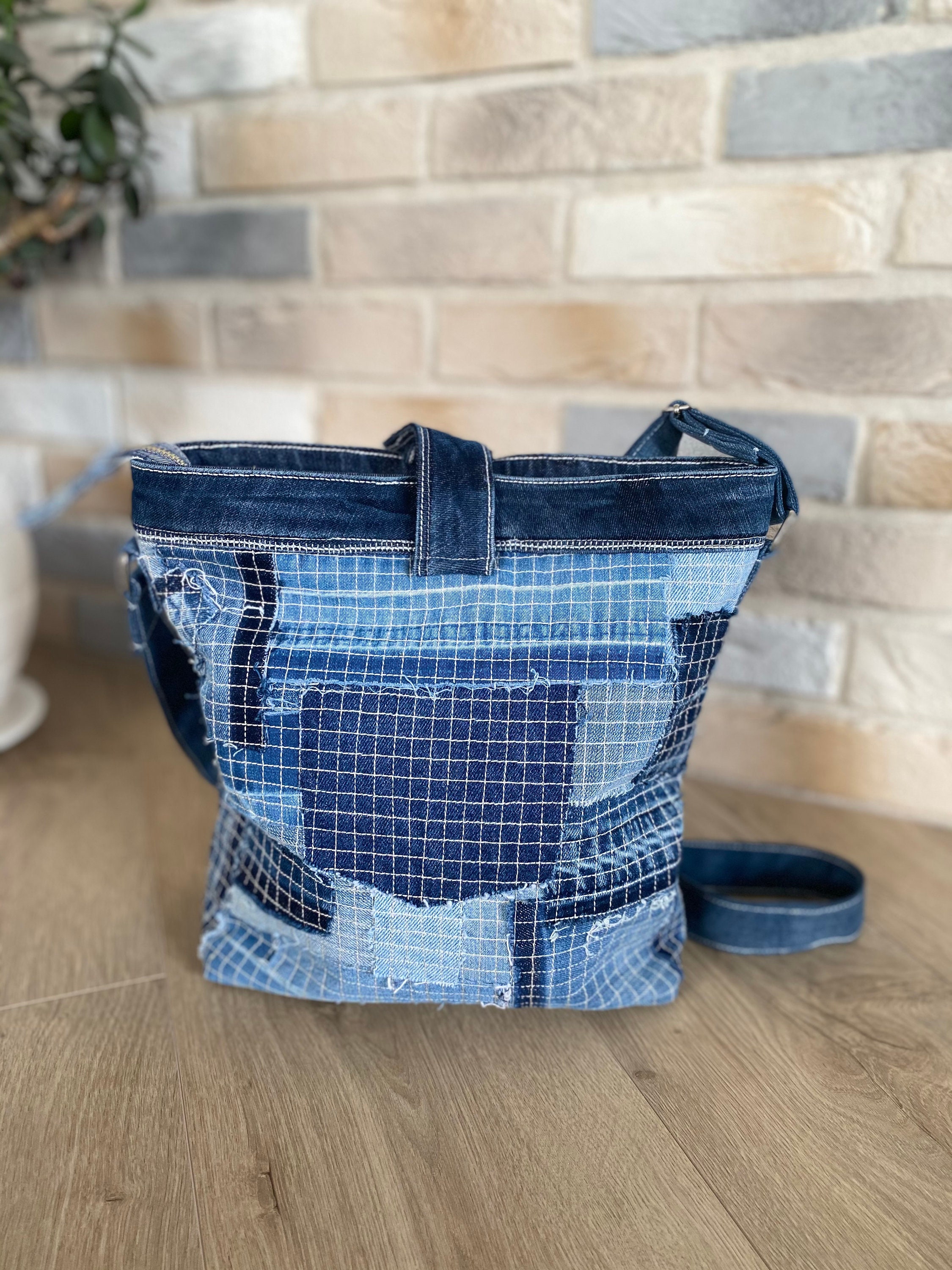 Upcycled Hobo Denim Bag Recycled Jeans Bag Relaxed Jeans - Etsy