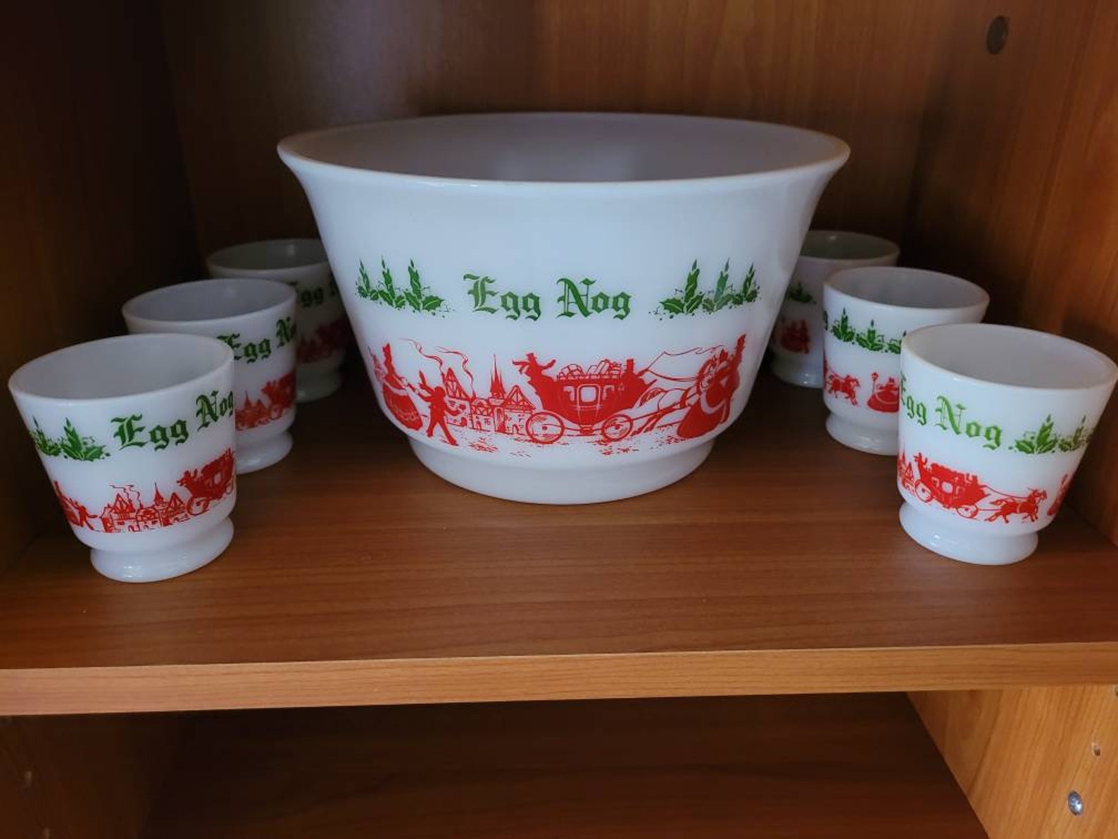 Vintage Egg Nog Bowl and 6 Cups Etsy